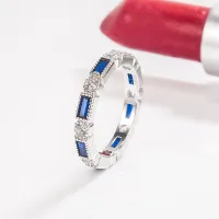 100% 925 Sterling Silver Blue Sapphire เครื่องประดับสำหรับผู้หญิงงานแต่งงาน Anillos De เงิน925เครื่องประดับอัญมณี Anel กล่อง