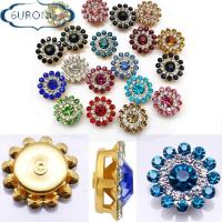 6URONGII 10PCS 14mm DIY รูปดอกไม้ ก้นเหล็ก เครื่องประดับหมวก ปุ่ม Rhinestone หินแก้วคริสตัล ตกแต่งเสื้อผ้า