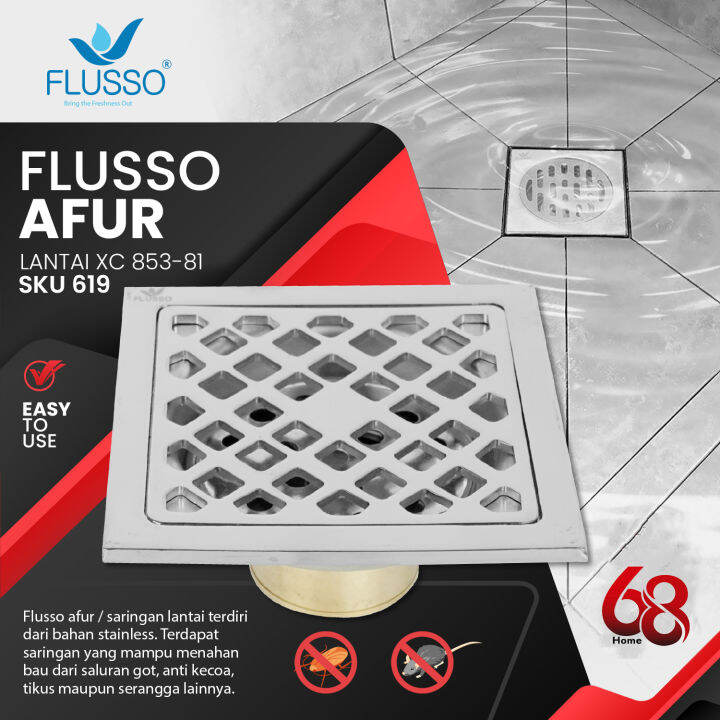 Flusso Afur Lantai Saringan Got Kamar Mandi Stainless Afur Lantai