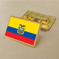 Ecuadorian flag pin 2.5*1.5cm zinc die-cast PVC colour coated gold rectangular medallion badge without added resin