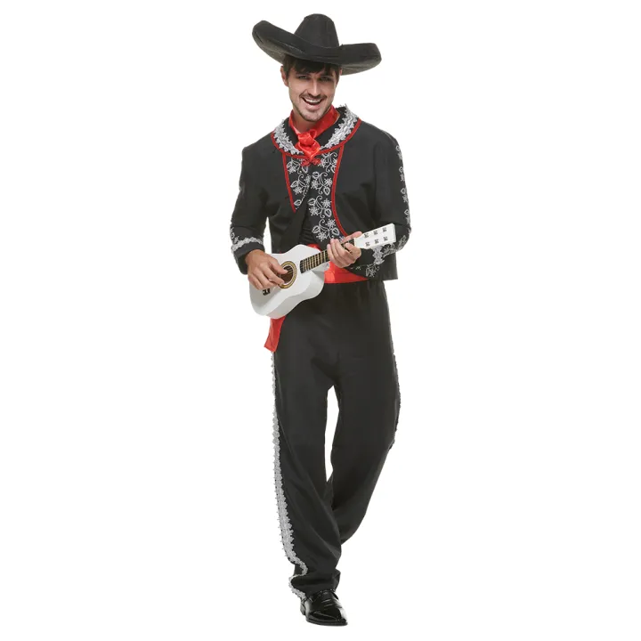 Men's Mariachi Senor Halloween Costume Adult Mexican Senor Bones ...