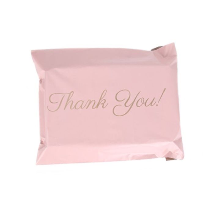 สีชมพูขอบคุณ-courier-กระเป๋า-poly-express-logistics-บรรจุภัณฑ์กระเป๋า50pcs-custon-โลโก้เสื้อผ้าการจัดส่ง-mailing-storage-pouch