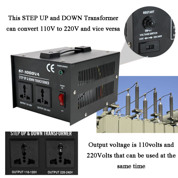 หม้อแปลงปรับแรงดัน-ตัวแปลงแรงดันไฟฟ้า-1000w-110vถึง-transformer-220vหม้อแปลงไฟฟ้าเฟสเดียวst-1000vaปลั๊กสหรัฐ