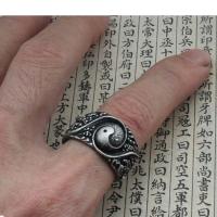 Tai Chi Ancient Silver Ring Thai Silver Ring Wind Generates Water and Rises Transfer Ring Yin Yang Pure Silver Taoist Ring 3KFQ 3KFQ