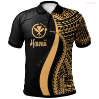 【high quality】  Hawaiian Short Sleeve Polo Shirt Mens And Womens 3d Gold Tribal Printed T-shirt Tribal Printed Polo Shirt