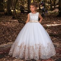 Christmas Kids Costume Flower Girls Dress Of Girls 4-12 Years Lace Bow Kids Princess Party Dress Baby Girl Clothes