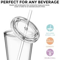 1Pc 500ml Double-walled Ice Cold Drink Coffee Tea Cup Smoothie With Iced Straw Reusable Plastic Mug Travel I1L4