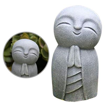Small Monk Statue Decorative Resin Grey Little Jizo Buddha Sculpture For Outdoor Garden Lawn Art Decoration Ornament