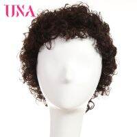 UNA Short Indian Human Hair Wigs Remy Hair Wigs 120 Density Short Jerry Curl Wigs Afro Wigs For Women Color 11 Colors Available