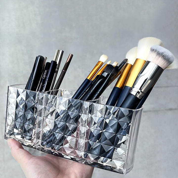 makeup-pen-storage-tube-stylish-pen-holder-acrylic-makeup-organizer-transparent-pen-holder-diamond-pattern-storage-box