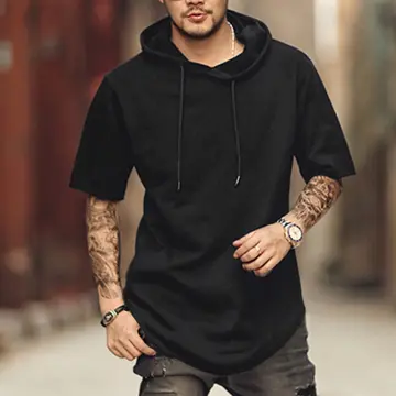 Side Zipper Short Sleeve Hoodie