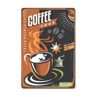 Wanghuilishop Vintage Fresh Coffee Plaque ป้ายโลหะดีบุกสำหรับ Retro เครื่องดื่มกาแฟโปสเตอร์ Wall Decor - Home Room Decor สำหรับ Cafe Shop ร้านอาหาร