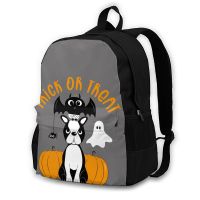 2021Halloween Trick Or Treat Backpacks Pug Dog Woman Durable Sweet Backpack Polyester Fitness Bags