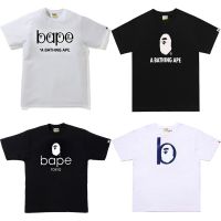 เสื้อยืดแขนสั้นผ้าฝ้ายคอกลมพิมพ์ลายตัวอักษรยี่ห้อ Bape Head 2023S,เสื้อยืดแขนสั้นชายและหญิง