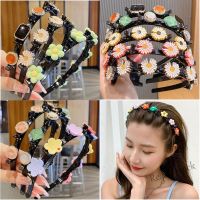 【Ready Stock】 ☋✕❁ C18 Korean Childrens Braided Hairband Female Cute Flowers Do Not Hurt Hairpin Headband Hairpin Headwear