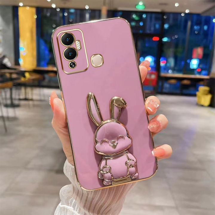 andyh-new-design-for-infinix-hot12-play-hot-12-play-nfc-x6816c-x6816-case-luxury-3d-stereo-stand-bracket-smile-rabbit-electroplating-smooth-phone-case-fashion-cute-soft-case