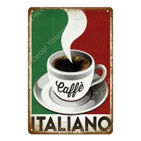 ร้านกาแฟปารีสป้ายดีบุกร้านกาแฟ Italiano บาร์ห้องครัวแผ่นโลหะโบราณคาเฟอีนโปสเตอร์เครื่องตกแต่งฝาผนังย้อนยุคภาพวาดเหล็ก Yi-