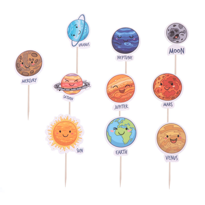 10pcs-planet-space-theme-เค้ก-topper-ผลไม้สร้างสรรค์-cupcake-picks-party-supplies-เค้ก-picks-topper-เค้ก-toppers-ตกแต่ง