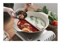 Made in Korea Ceramic Induction Half N Half Pot 30cm With Lid (Color Random)