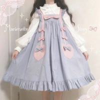 【CC】HOUZHOU Blue Lolita Dress Kawaii Bow Ruffles Patchwork Short Dress Sweet Japanese Preppy Style Sleeveless Women Fashion Sundress