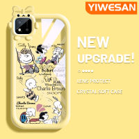 YIWESAN เคสสำหรับ Realme C20 C20A C11 C11 2020 Narzo 50i กระแสแฟชั่นแบรนด์สาวน้อยกับเคสนิ่มน่ารัก Tpu เคสใสกรอบสีเคสกันกระแทกกล้อง