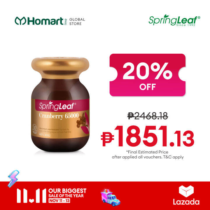 SpringLeaf Super Cranberry 65000mg 30 Capsules Urinary Tract Health