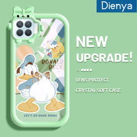 เคส Dienya สำหรับ OPPO A93 2020 F17 Pro Reno 4F Reno 4 Lite เคสการ์ตูนรูปเป็ดรูปโบว์น๊อตแบบนิ่มทนต่อการขัดถูเคสโทรศัพท์โปร่งใสฝาครอบป้องกันเลนส์กล้องถ่ายรูป TPU