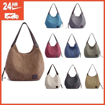 COD DSFGERERERER Canvas womens bag solid color leisure large capacity 2022 summer new womens commuting Mommy Bag Fashion Shoulder Bag