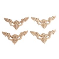 4pcs 8x8cm Wood Carved Corner Onlay Furniture Home Decorations Unpainted Applique