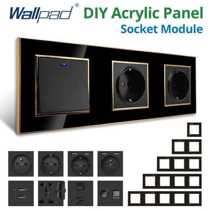 Lamberts Wallpad Black DIY Module Acrylic Panel With Border Wall Power