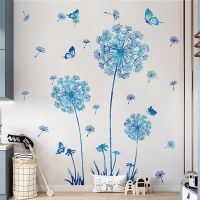 Large Starry Dandelion Flower Butterfly Wall Stickers Home Decoration Living Room Bedroom Furniture Art Decals Butterfly Murals