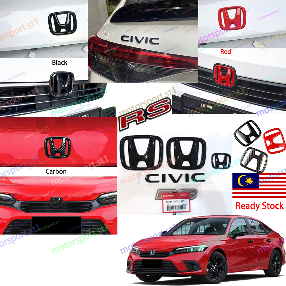 Silver red AS-101 JIOJIO 1 Pack 3D Rear Tail Letter Emblem Replacement for Civic 2006-2011. 