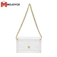 MOJOYCE ผู้หญิง PVC Clear Clutch Chain Flap กระเป๋าถือ Stadium Approved Crossbody Bag