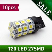 10ชิ้น27smd สีขาว T20 5050ไฟเบรคด้านหลัง S หลอดไฟ Led ไฟติดรถยนต์ Wy21w 7440 7443 T20 27smd แสง Glowtec 5050