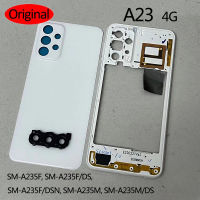 A23ดั้งเดิมสำหรับ Samsung Galaxy A23 2022 A235F เคสฝาหลังโครงส่วนกลางกรอบด้านหลัง + อะไหล่ซ่อมเลนส์กล้องถ่ายรูป