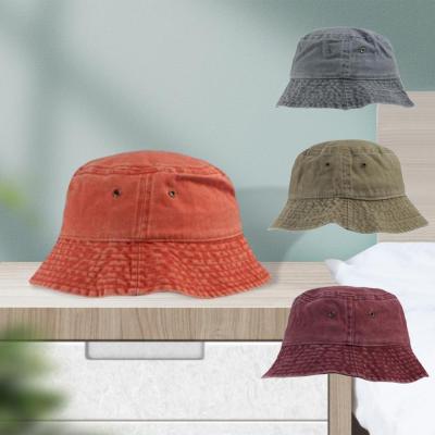[hot]Bucket Cap Vintage Foldable Washed Denim Sun Hat Men Women Hip Hop Fisherman Hat Fishing Cap For Outdoor