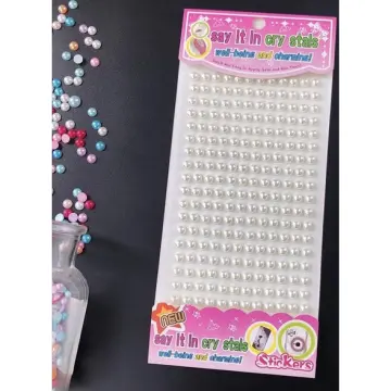 220pcs Mix 3mm/4mm/5mm/6mm Hair Pearls Stick On Self Adhesive Pearls  Stickers Face Pearls Stickers for Hair Face Makeup
