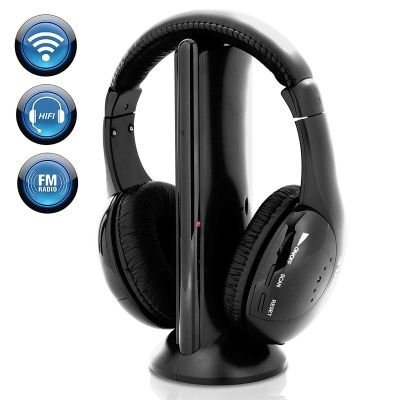 ZZOOI 5 In 1 Hi-Fi Wireless Headset Sport Headphone For TV DVD MP3 PC FM Radio RF Earphone Universal Noise Cancelling Voice Headset