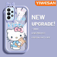 YIWESAN เคสปลอกสำหรับ Samsung A23 A23 5G M23 5G F23 5G A30 A50s A50 A30s A20 M10s การ์ตูนน่ารักแมวและหมีสีสันสดใสกันกระแทกแบบใสเคสมือถือโปร่งใสลายกล้องถ่ายรูปที่สร้างสรรค์ฝาครอบป้องกัน