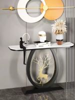 ㍿☎ luxury slate porch table simple and modern entrance hall cabinet wall-mounted storage rack Chinese style end view