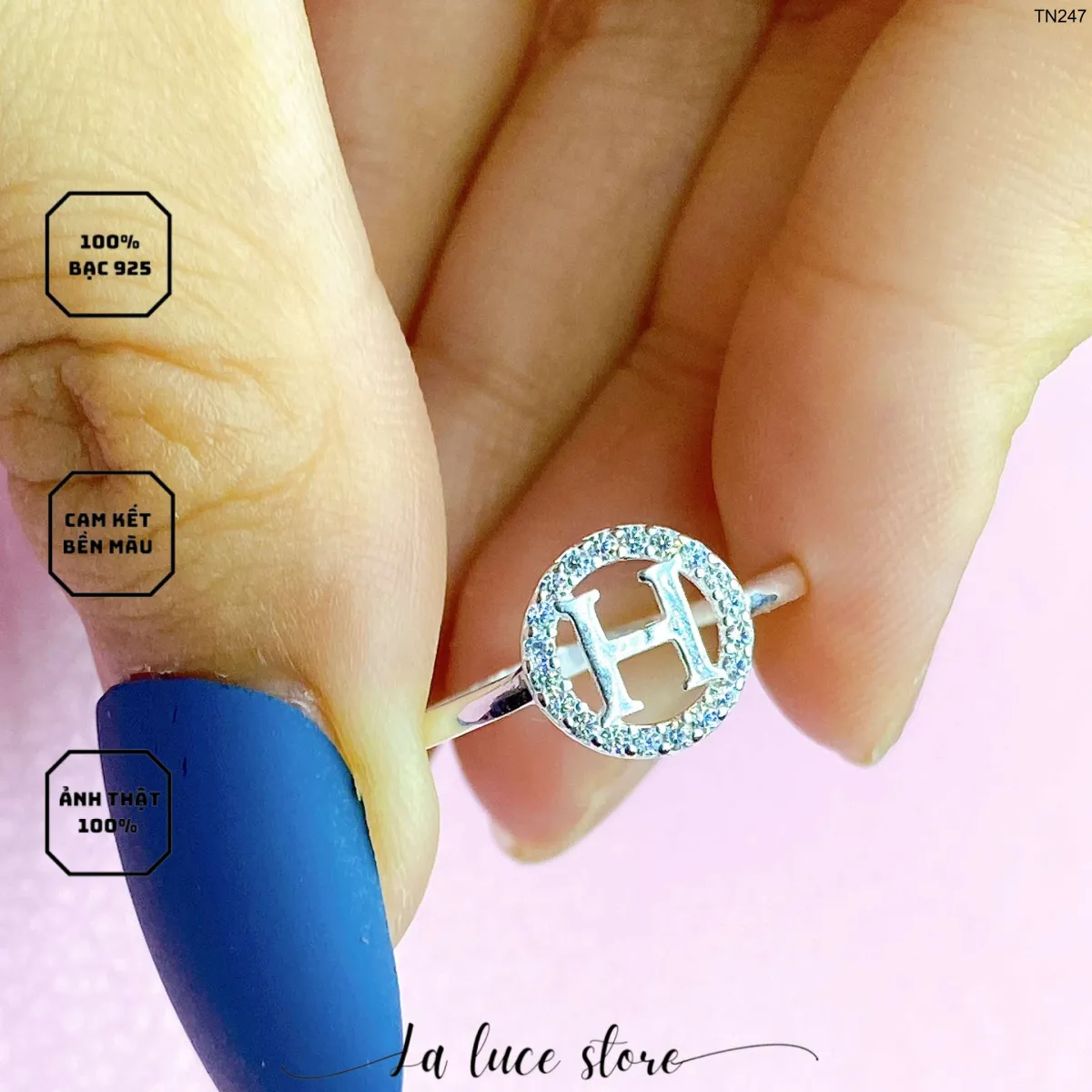 Nhẫn bạc S925 La Luce - Mặt hình chữ H dành cho nữ TN247 | Lazada.vn