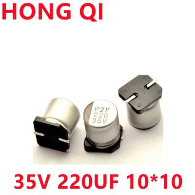 10PCS 35V 220UF 10X10 Electrolytic Capacitor SMD-2 Aluminum Electrolysis Electrical Circuitry Parts