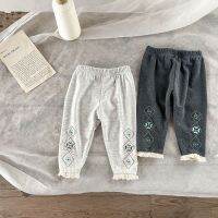 [COD] 2023 Korean version of spring baby girl embroidered leggings lace straight-leg foreign style trousers