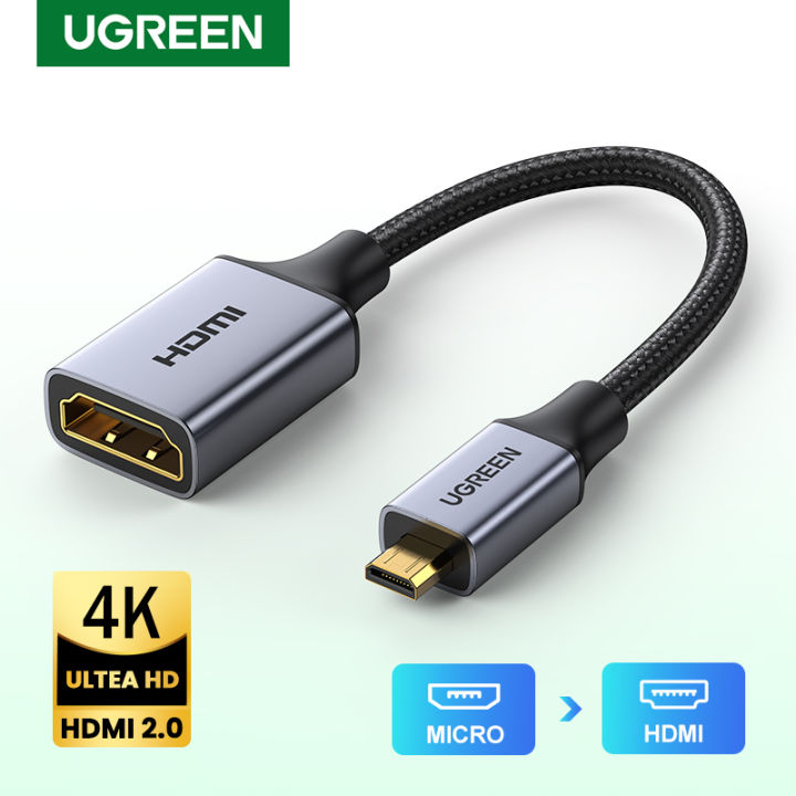 UGREEN 0.22M Micro HDMI to Cable Male to Female Micro HDMI Adapter Support 4K 3D 1080P Ethernet Audio Return | Lazada PH