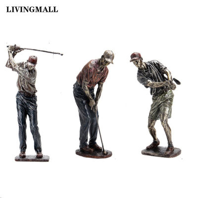 Livingmall Retro Golf รูปปั้นเรซิ่น Vintage Golfer Figurines โฮมออฟฟิศตกแต่งห้องนั่งเล่น Souvnir Sport ของขวัญปีใหม่ Crafts