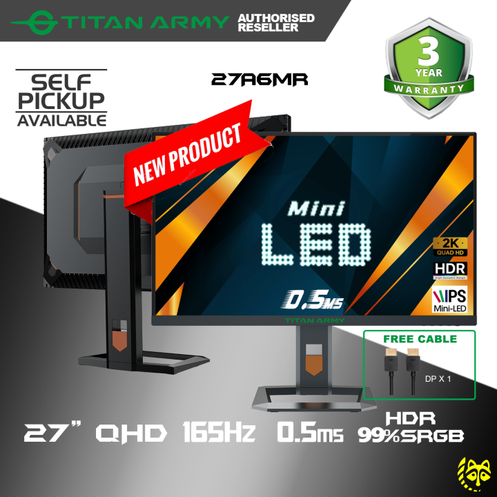 TITAN ARMY 27” Mini-LED QHD 2K 165Hz 0.5ms Fast IPS HDR1000 Rotatable ...