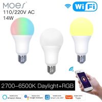 Moes WiFi Smart LED Light Bulb Dimmable Lamp 14W RGB C W E27 Color Changing Tuya Smart App Control Work with Alexa Google LED