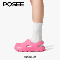POSEE รุ่น Mae Cloud รองเท้าหัวโต รองเท้าแตะ รองเท้าแตะรัดส้นหัวโต รองเท้าแตะผู้หญิง รองเท้าแตะพื้นหนา กันลื่น P27507S