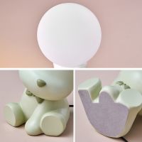 Kawaii Home Decoration Bear Statue Resin Animal Figurines Ornaments Room Decor Bedside LED Lamp Nordic Desk Accessories Gift