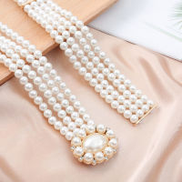 Pearl Waist Chain Womens Belt Versatile Skirt Belt Waist Girdle Fashion Rhinestone Slimming Elastic Belt